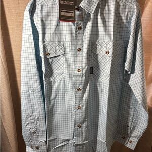 Freedom Men's Light Blue Plaid Button Down Shirt